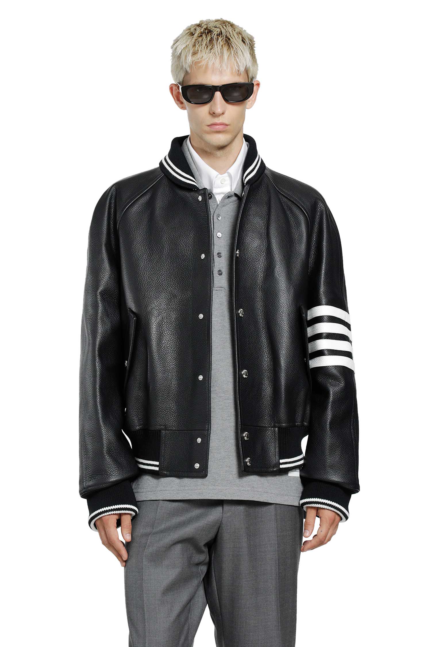 Thom Browne 4-Bar Leather Bomber