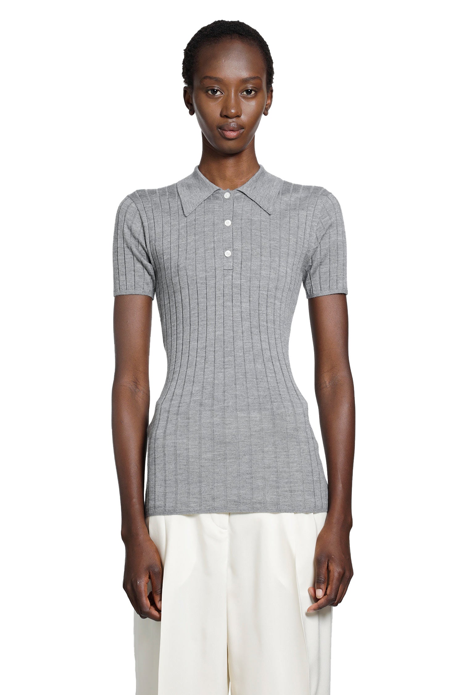 Toteme Ribbed Cashmere Silk Polo, view 2