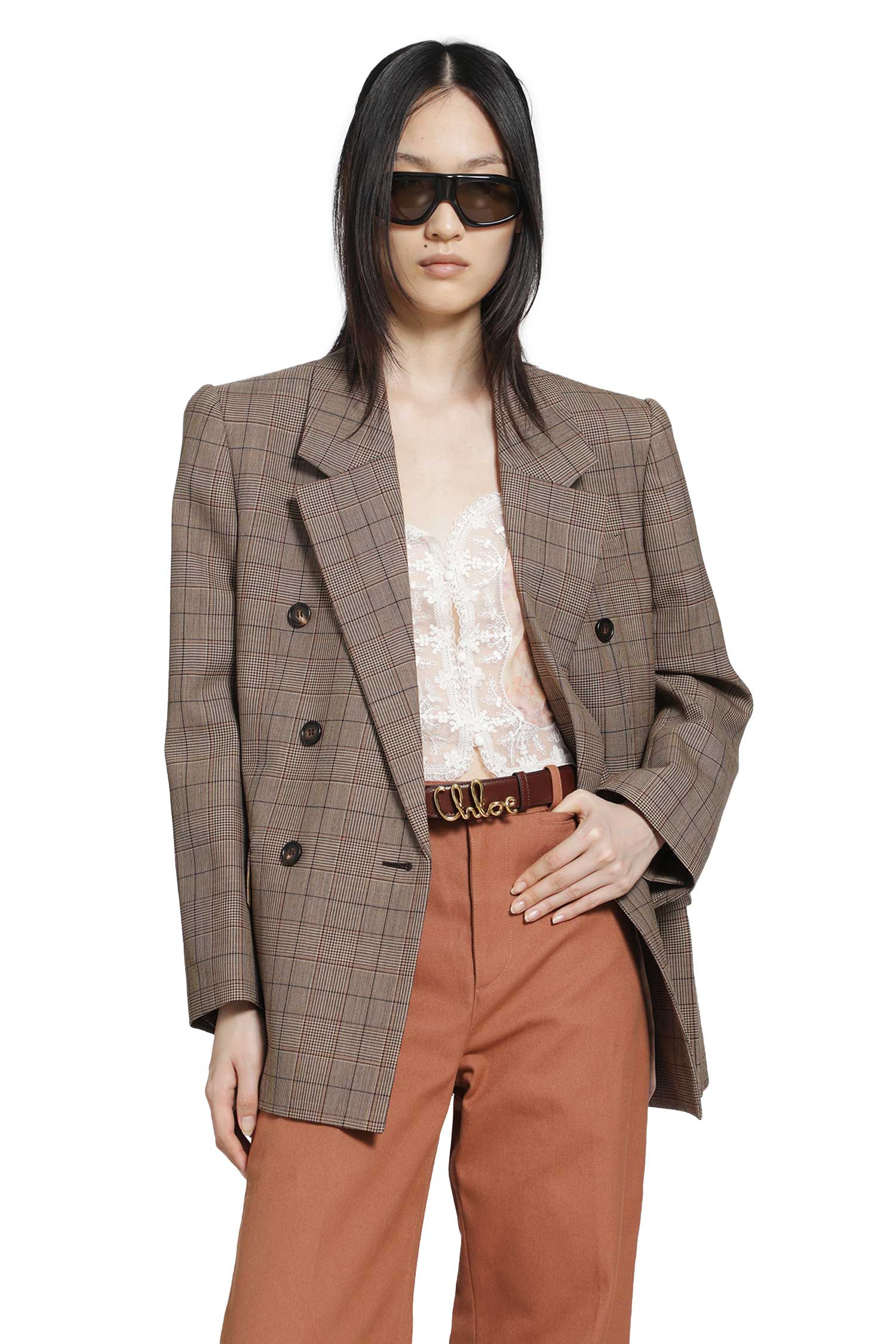 Chloé Checked Wool Blazer