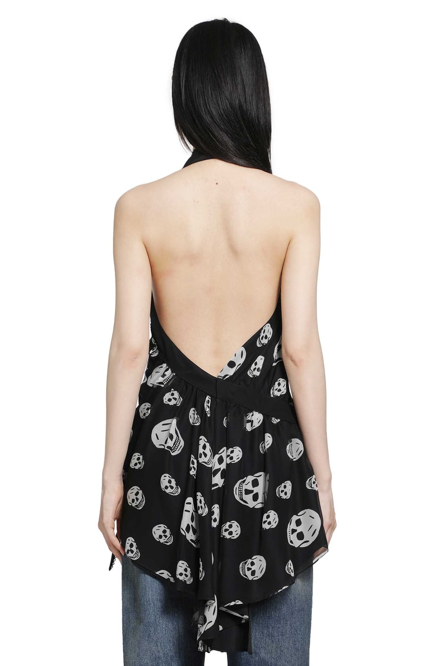 MCQUEEN Skull Print Asymmetric Top, view 3