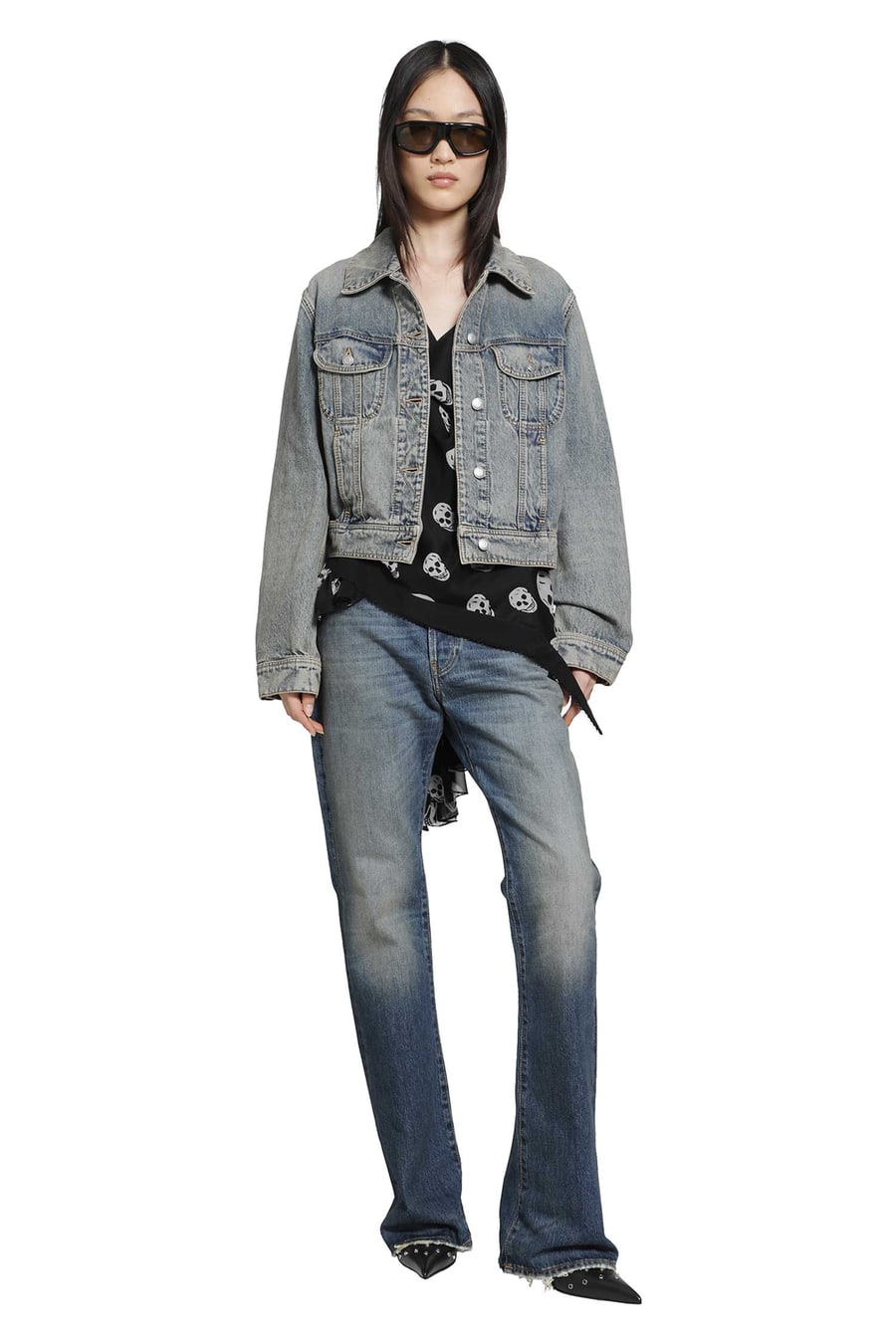 MCQUEEN Skull Print Asymmetric Top, view 4