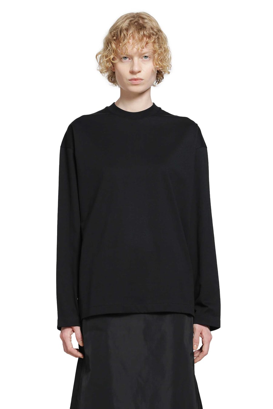 Jil Sander Cotton Crewneck Long Sleeve T-Shirt, view 2