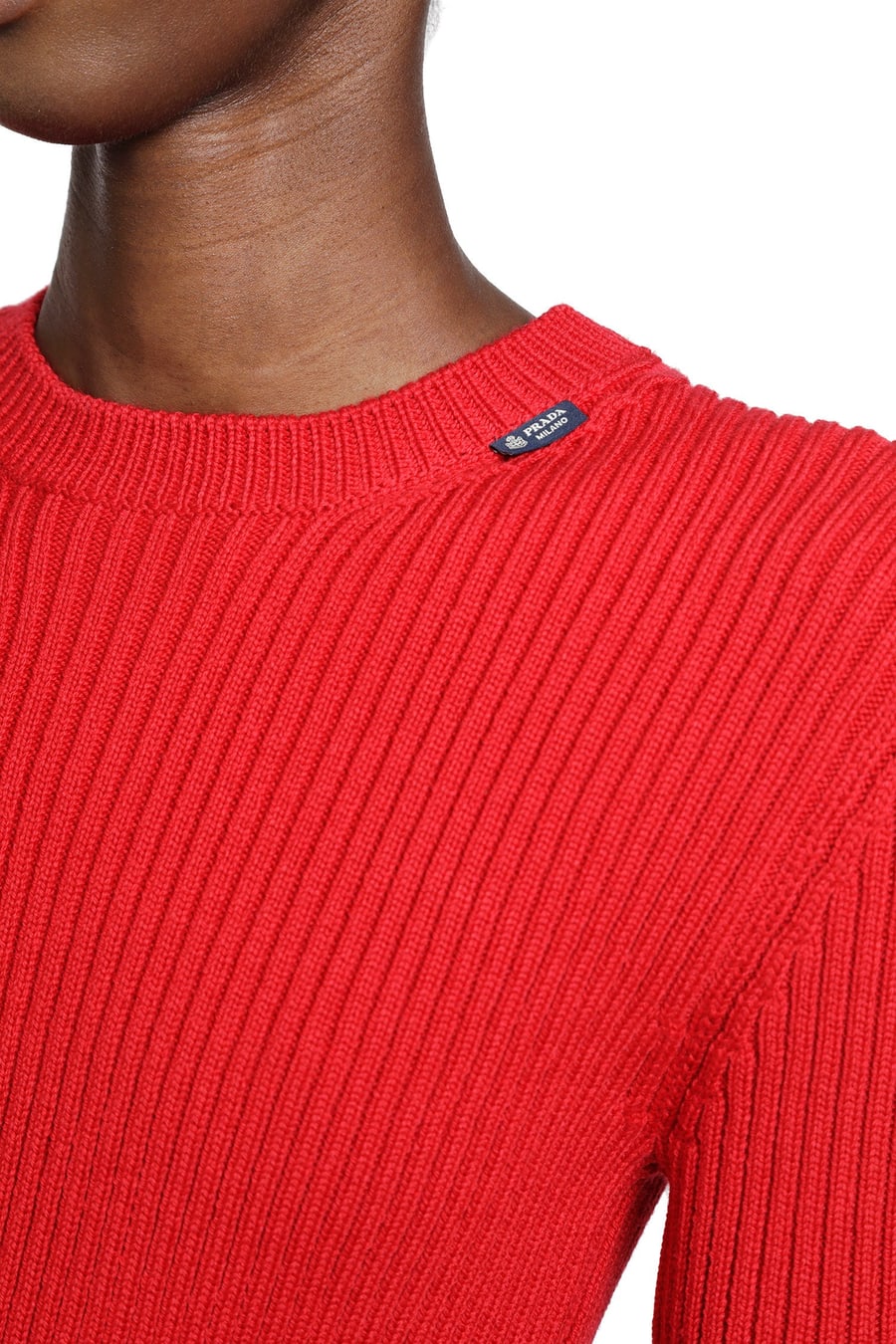 Prada Rib-knit Crewneck Top, view 4