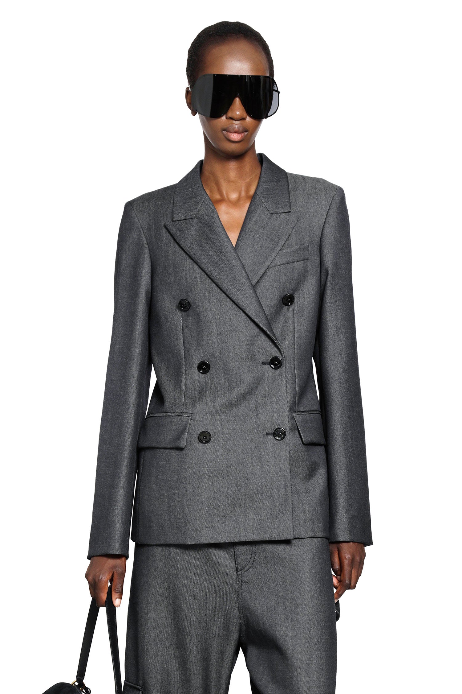 Balenciaga Wool Denim Twill Double-Breasted Blazer