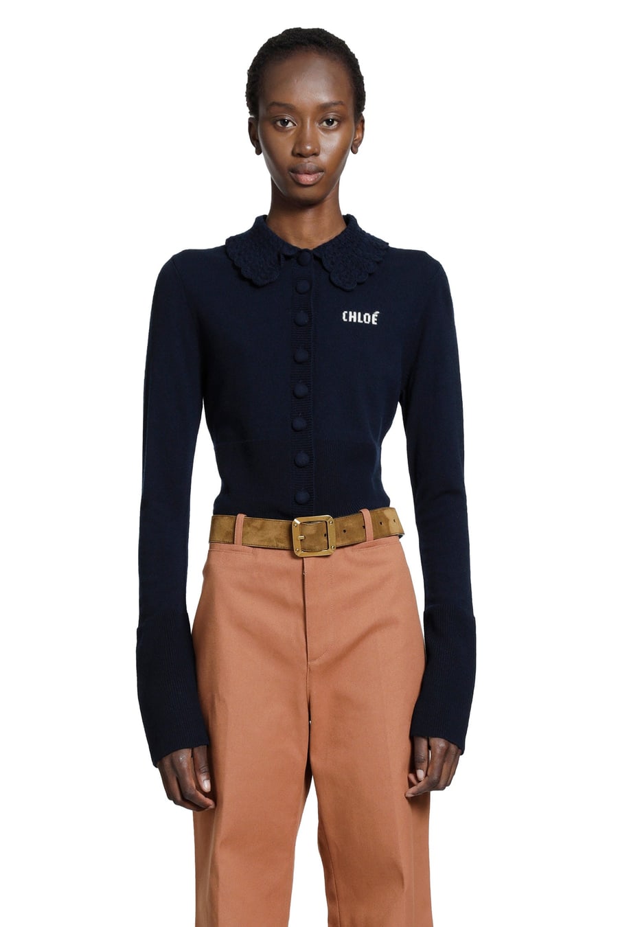 Chloé Logo Embroidered Wool Cardigna