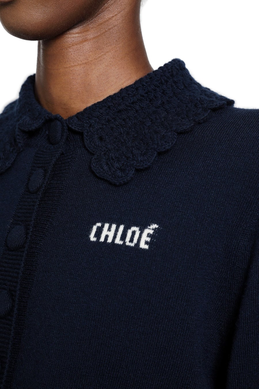 Chloé Logo Embroidered Wool Cardigna, view 5