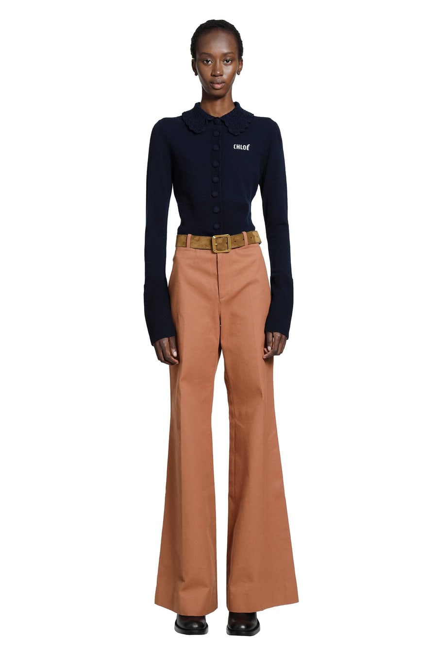 Chloé Logo Embroidered Wool Cardigna, view 6