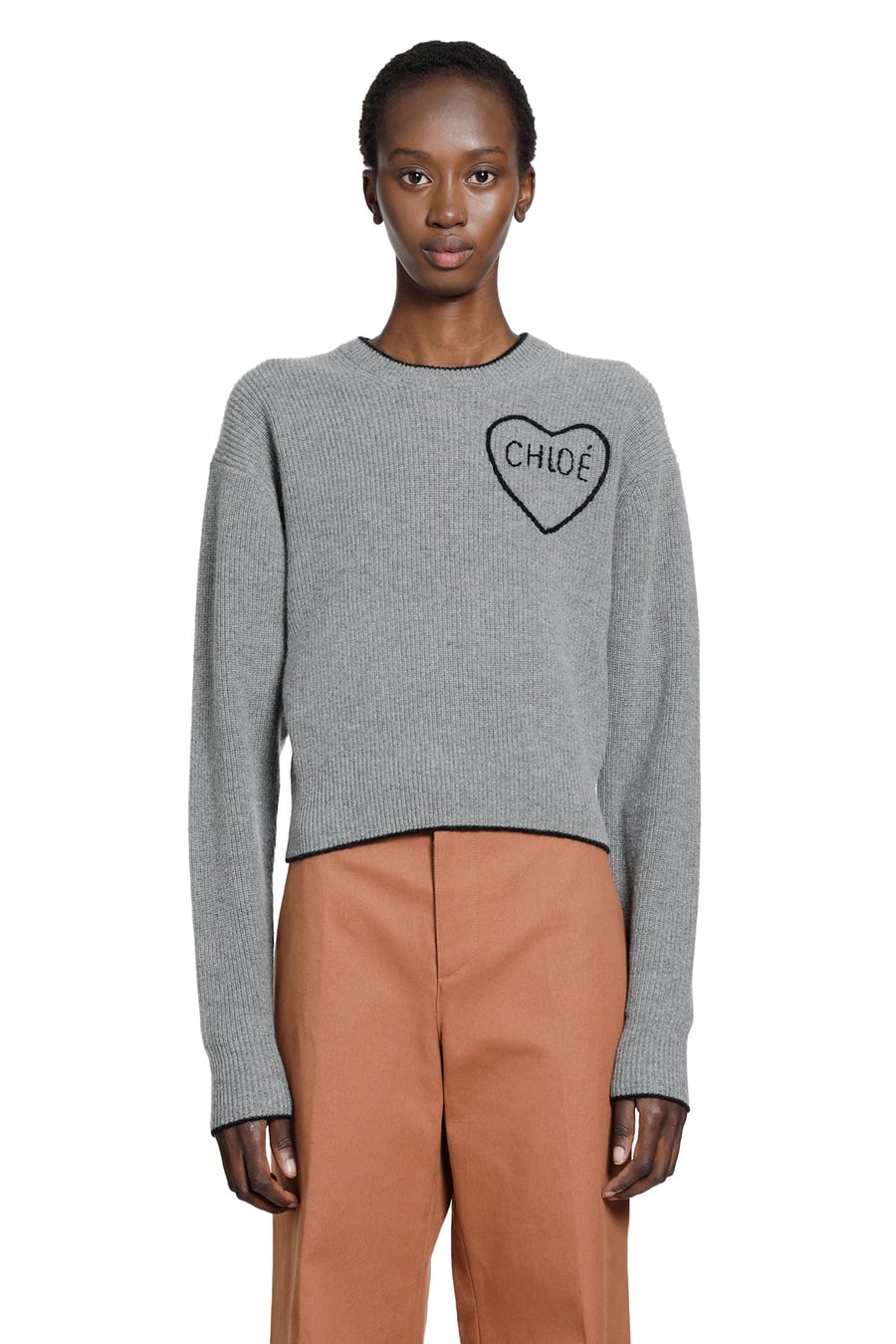 Chloé Wool Knit Cropped Sweater, view 2