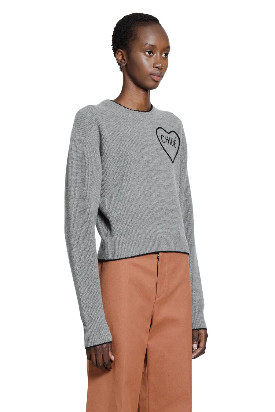 Chloé Wool Knit Cropped Sweater, view 3