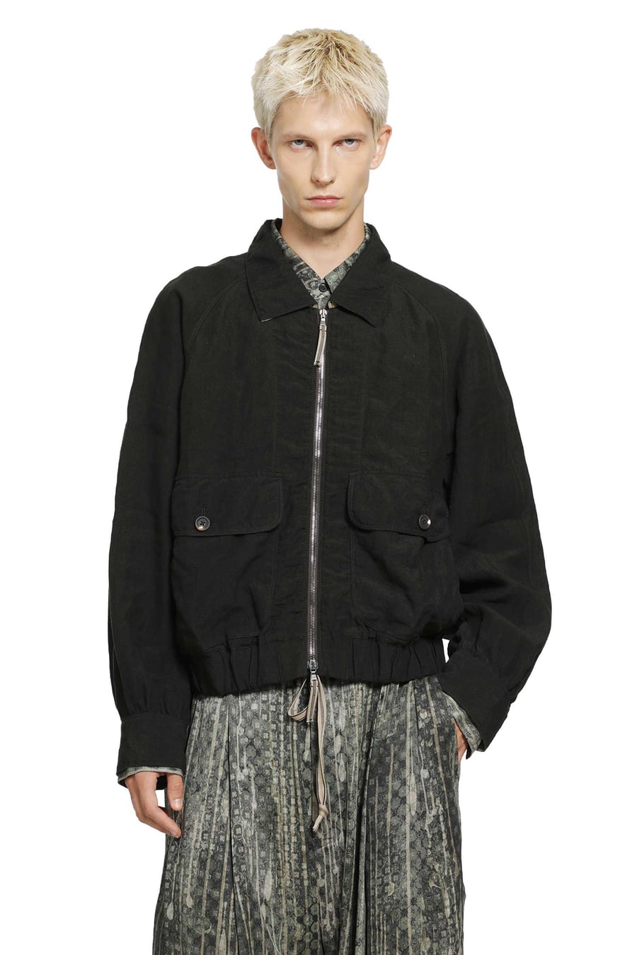 ZIGGY CHEN Puppytooth Cropped Aviator Jacket