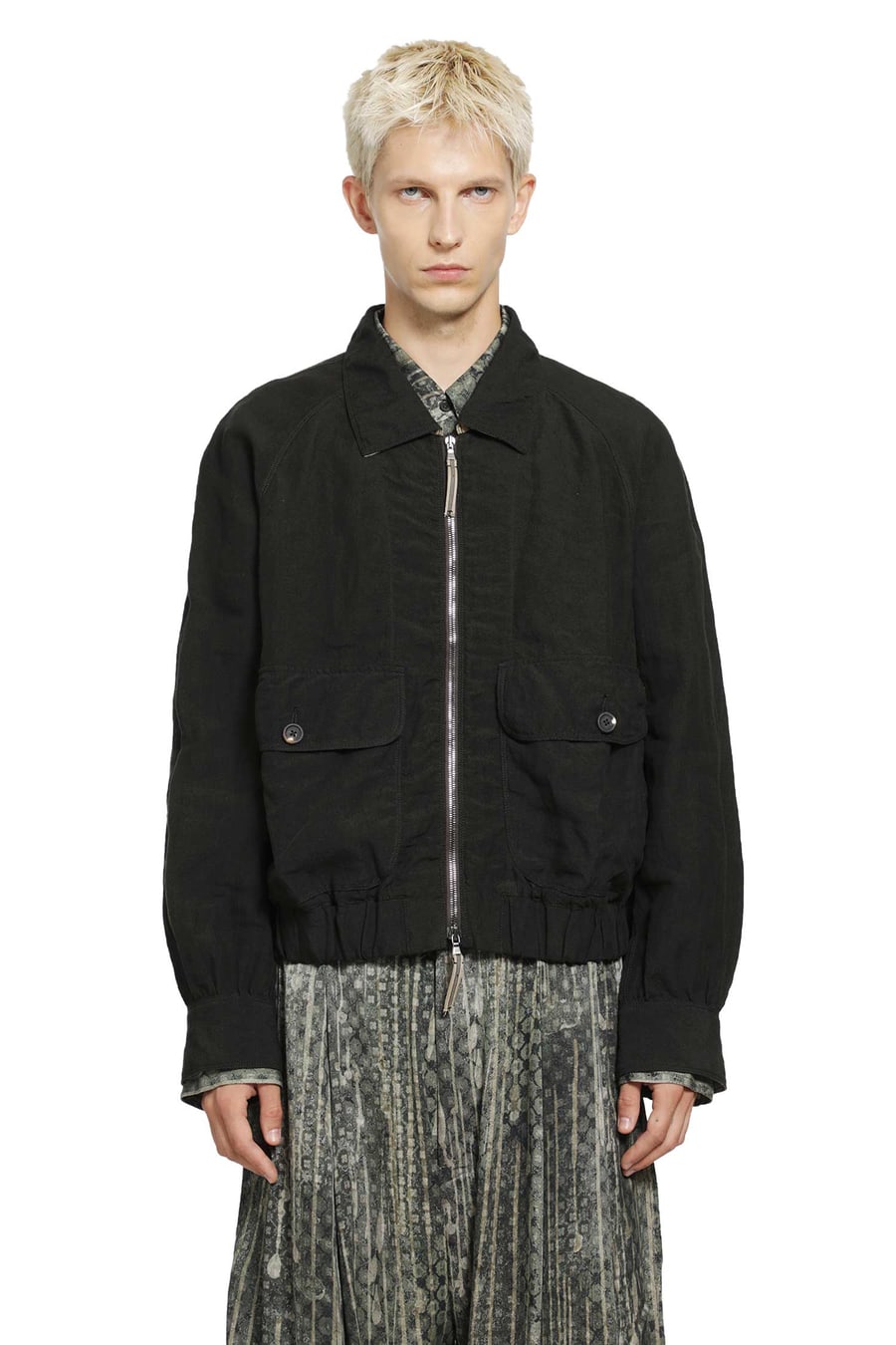 ZIGGY CHEN Puppytooth Cropped Aviator Jacket, view 2
