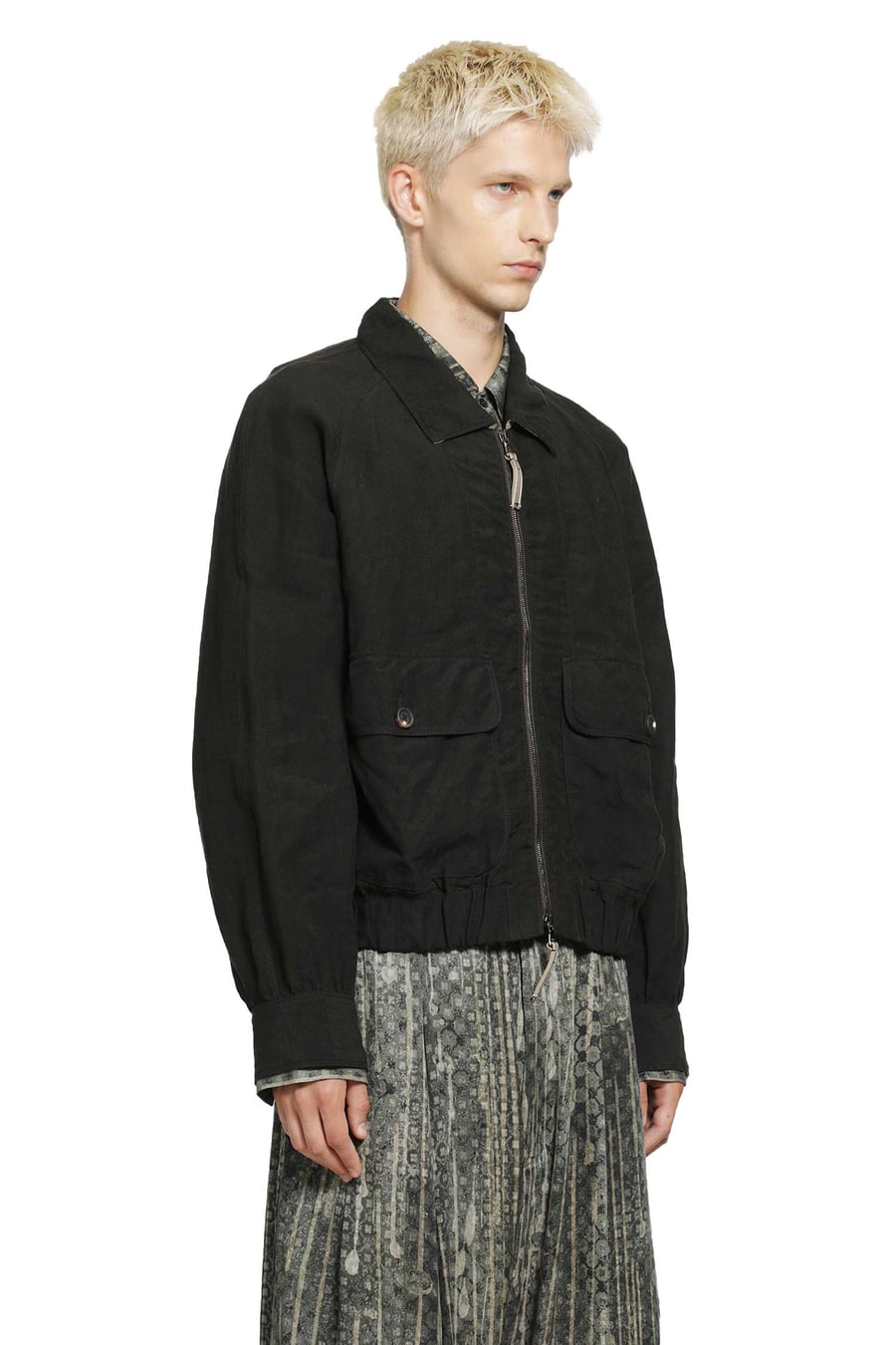 ZIGGY CHEN Puppytooth Cropped Aviator Jacket, view 3