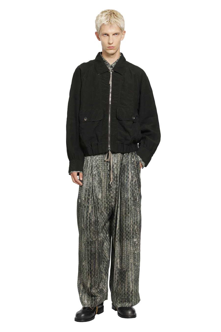 ZIGGY CHEN Puppytooth Cropped Aviator Jacket, view 5