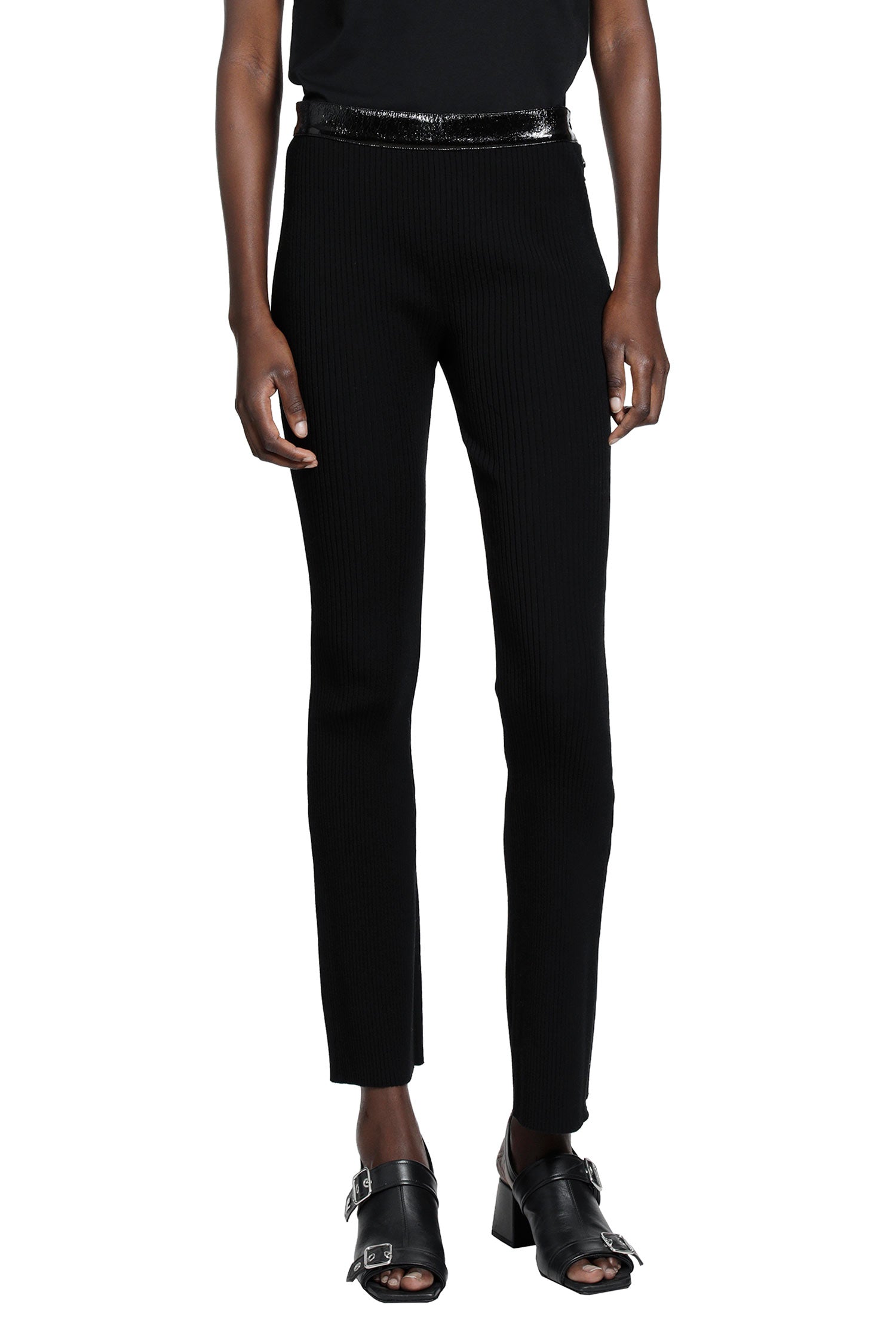 COURRÈGES Vinyl And Knit Flare Pants
