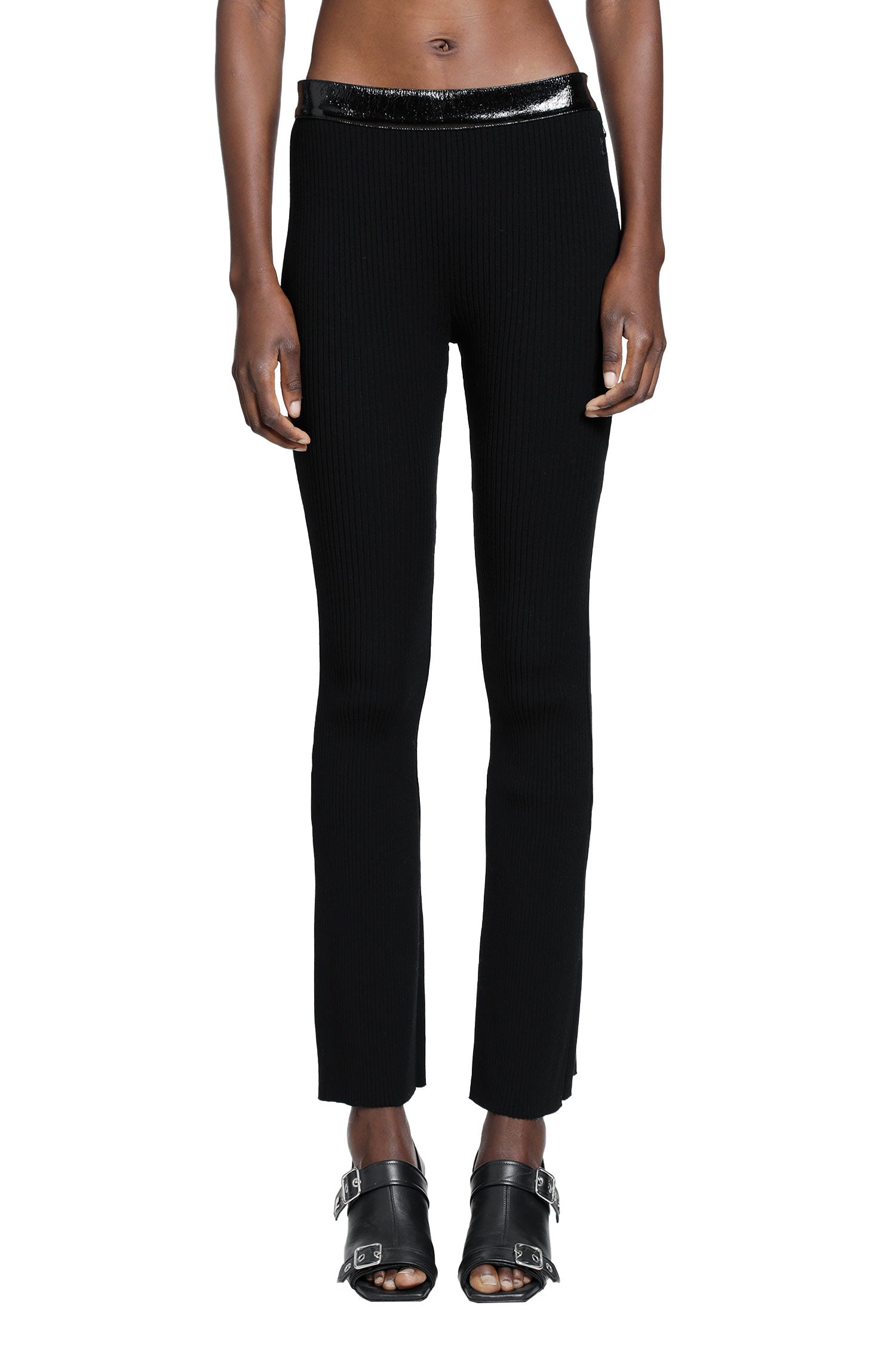 COURRÈGES Vinyl And Knit Flare Pants, view 2