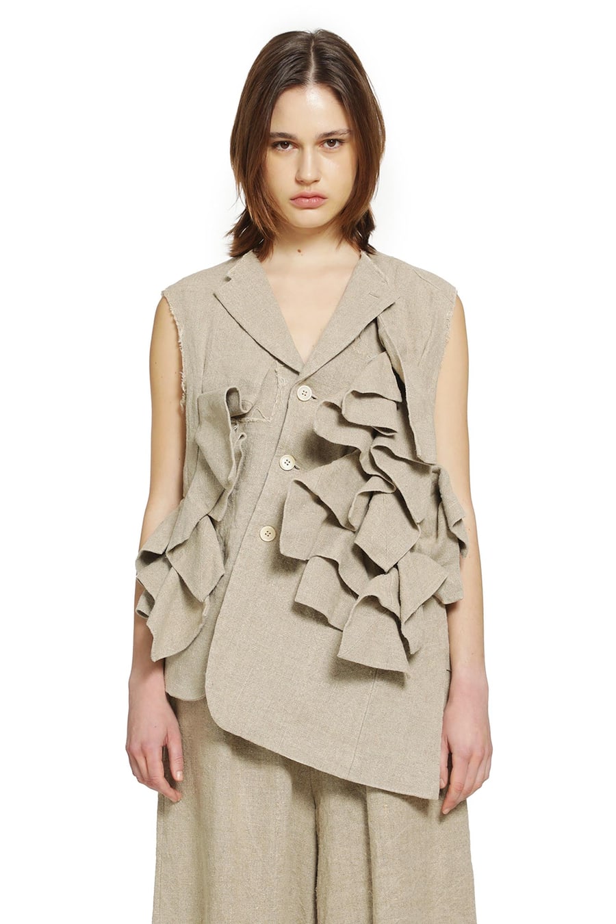 COMME DES GARCONS Ruffled Linen Vest, view 2