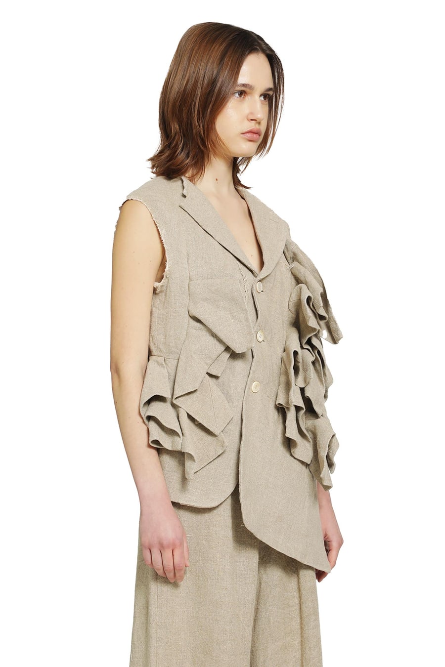 COMME DES GARCONS Ruffled Linen Vest, view 3