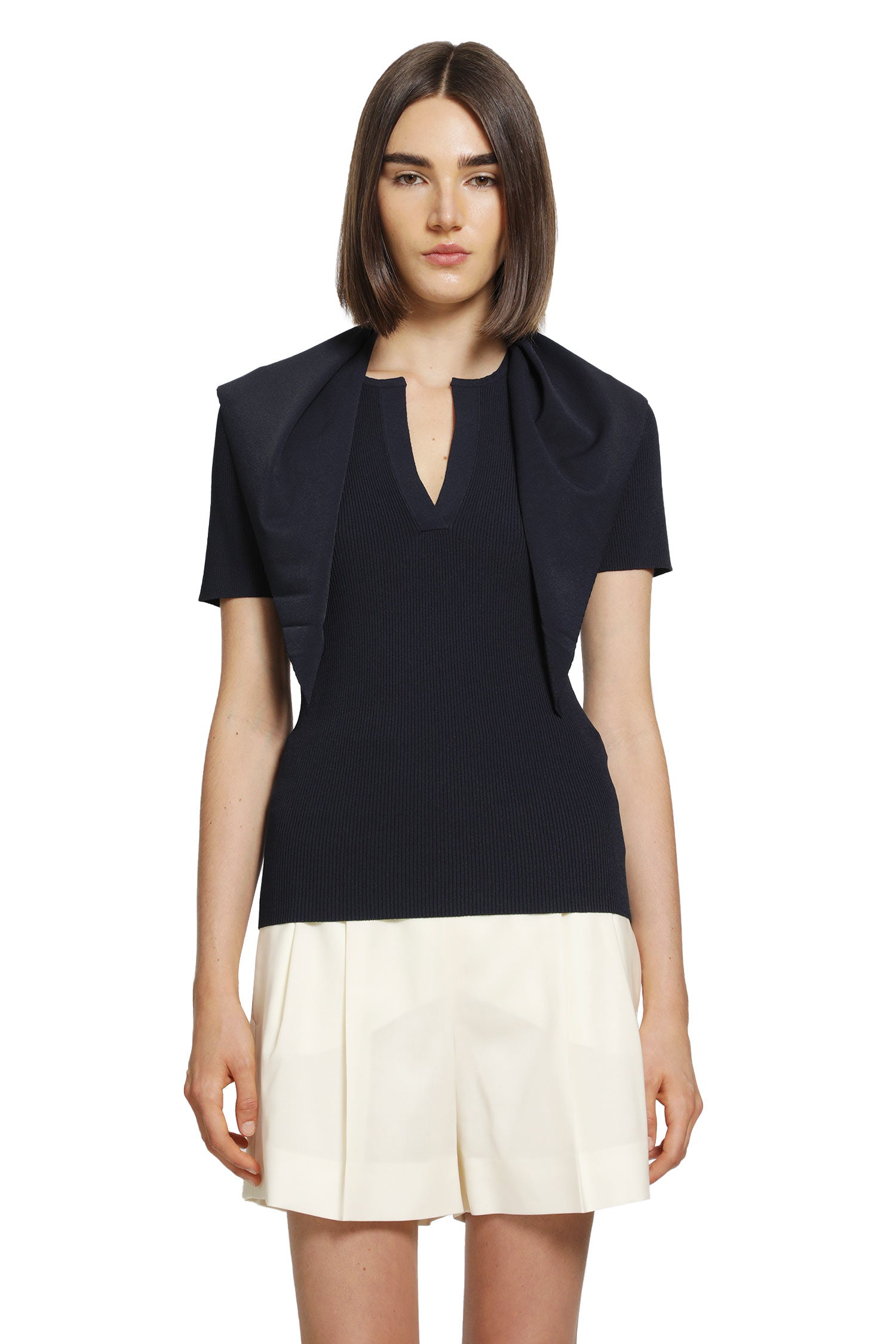 Max Mara Tie-Detailed Ribbed-Knit T-Shirt, view 2