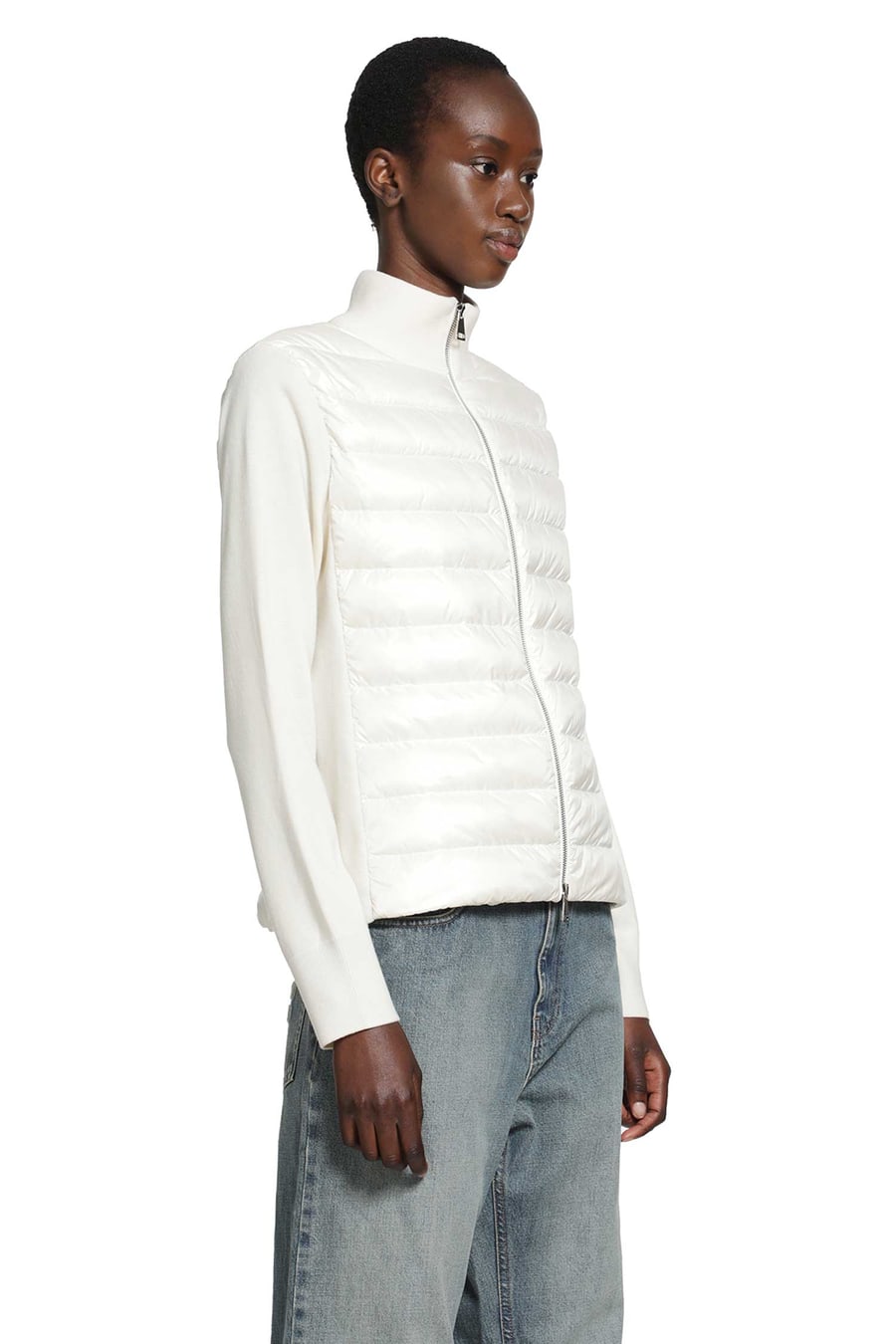 Moncler Padded Wool Zip-Up Cardigan, view 3