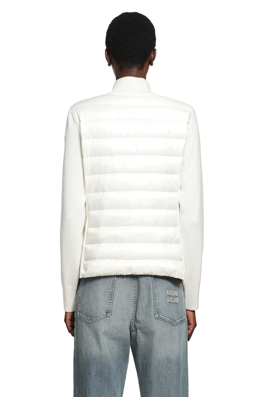 Moncler Padded Wool Zip-Up Cardigan, view 4