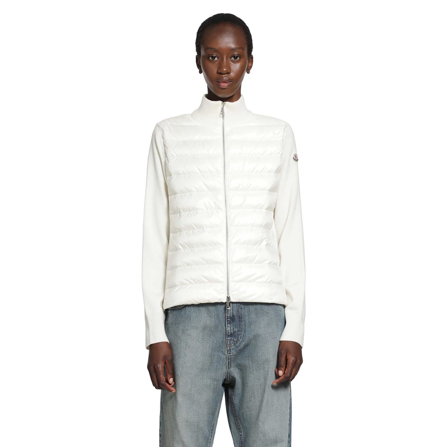 Moncler Padded Wool Zip-Up Cardigan, view 7