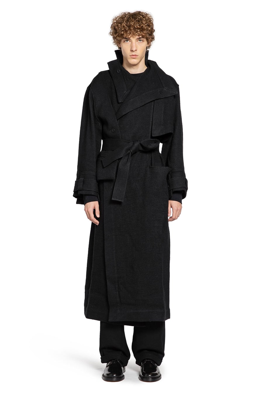 YEHUAFAN Brushed Wool Coat, view 2