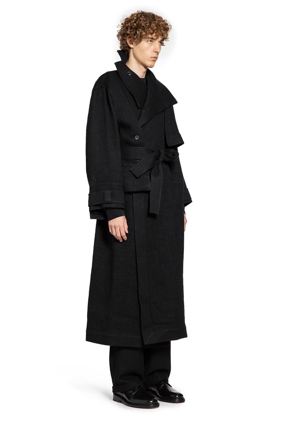 YEHUAFAN Brushed Wool Coat, view 3
