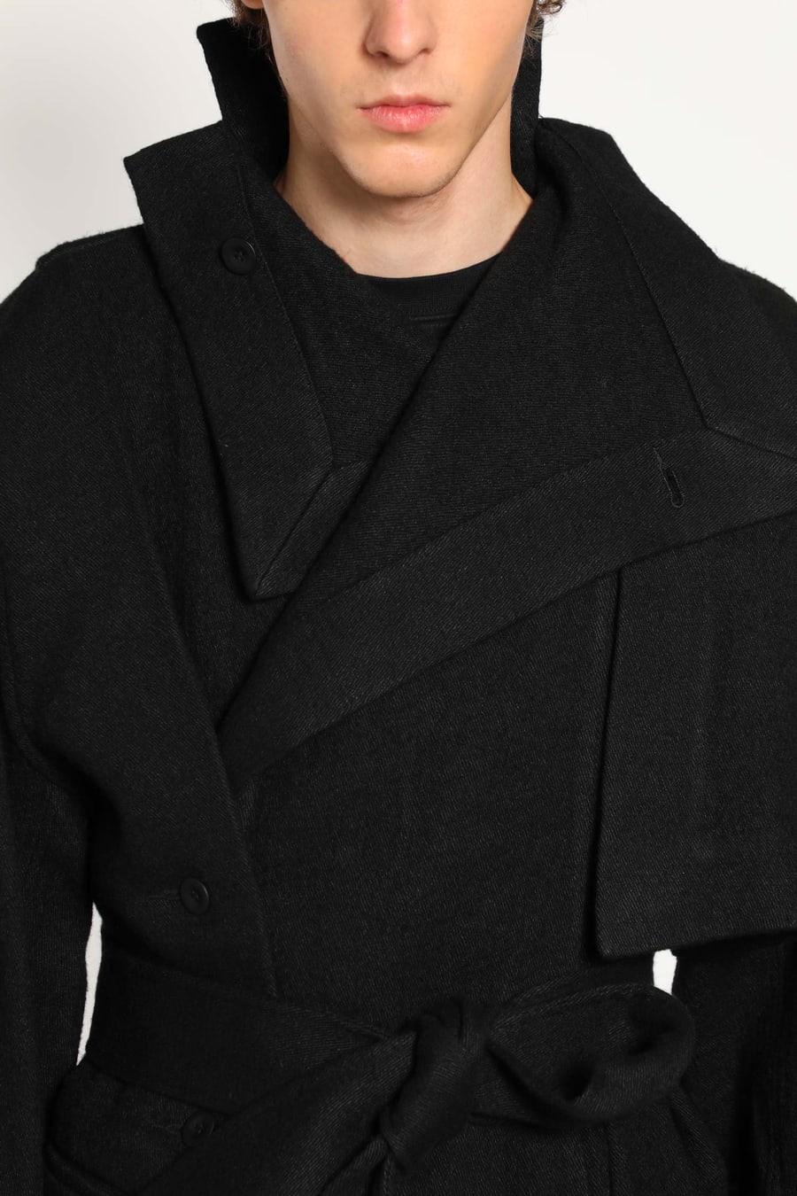 YEHUAFAN Brushed Wool Coat, view 5