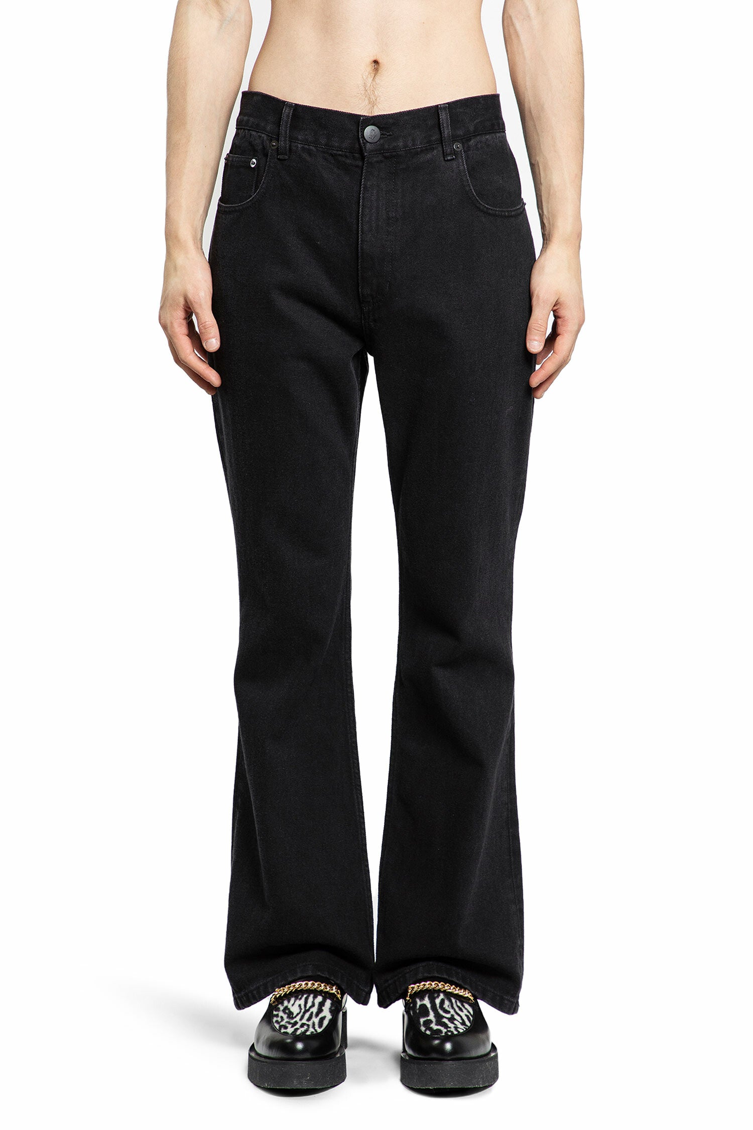 ERNEST W. BAKER Leather Flare Jeans, view 2