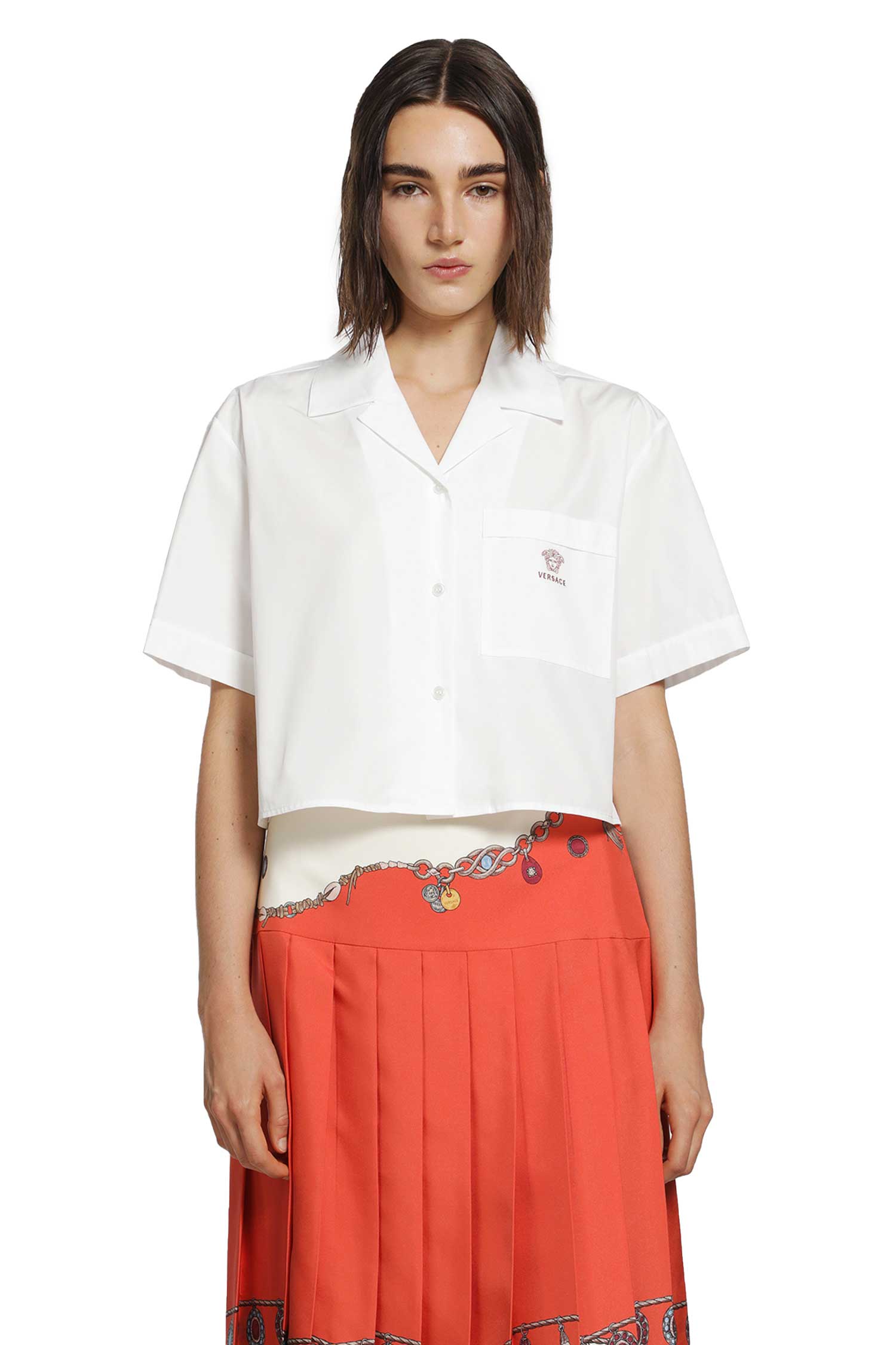 Versace Cotton Poplin Crop Shirt