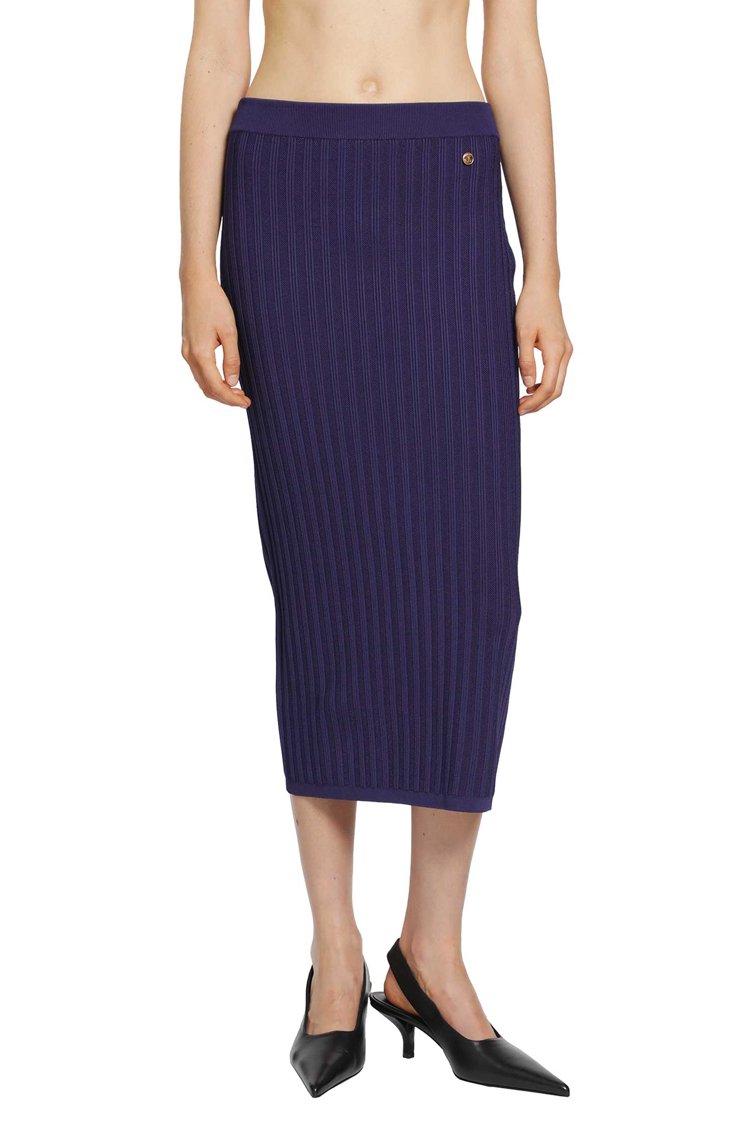 Versace Stretch Viscose Mesh Knit Midi Skirt, view 2