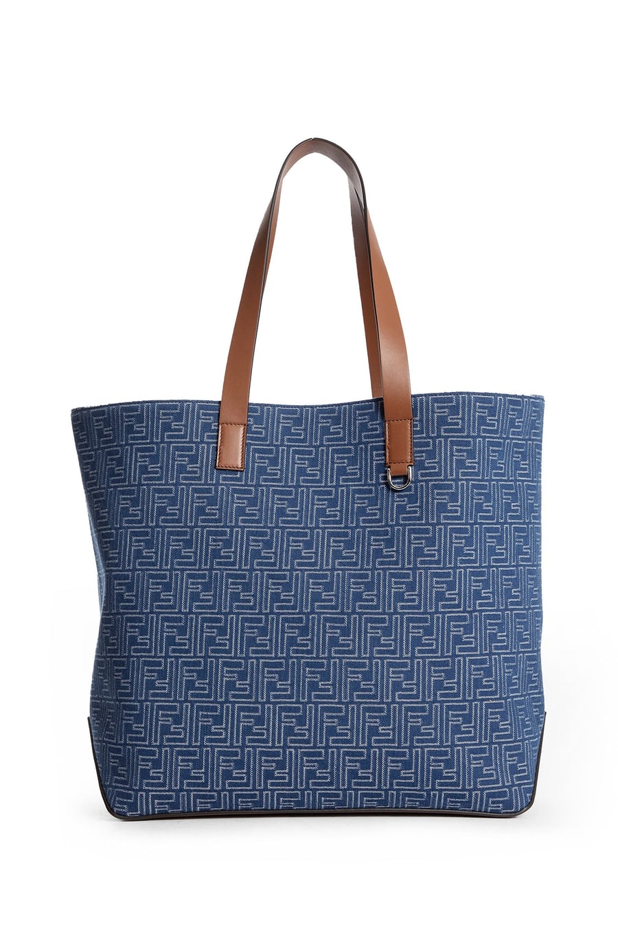 Fendi FF Denim-Effect Shopping Bag Medium, view 3