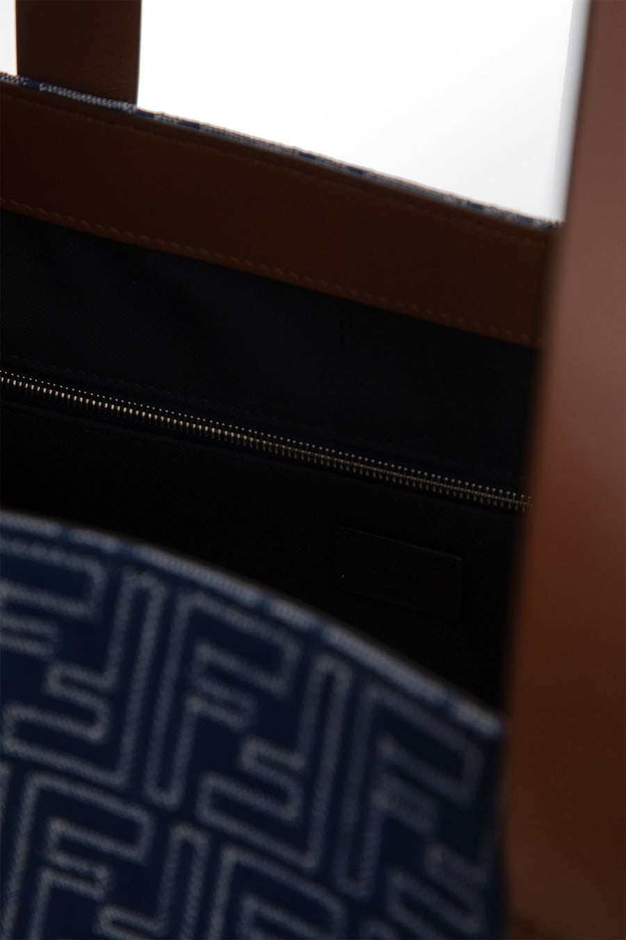 Fendi FF Denim-Effect Shopping Bag Medium, view 4