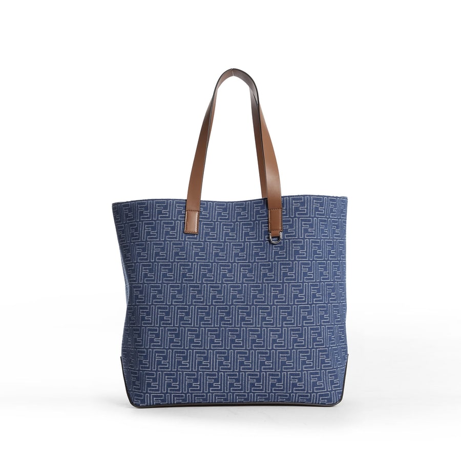 Fendi FF Denim-Effect Shopping Bag Medium, view 6