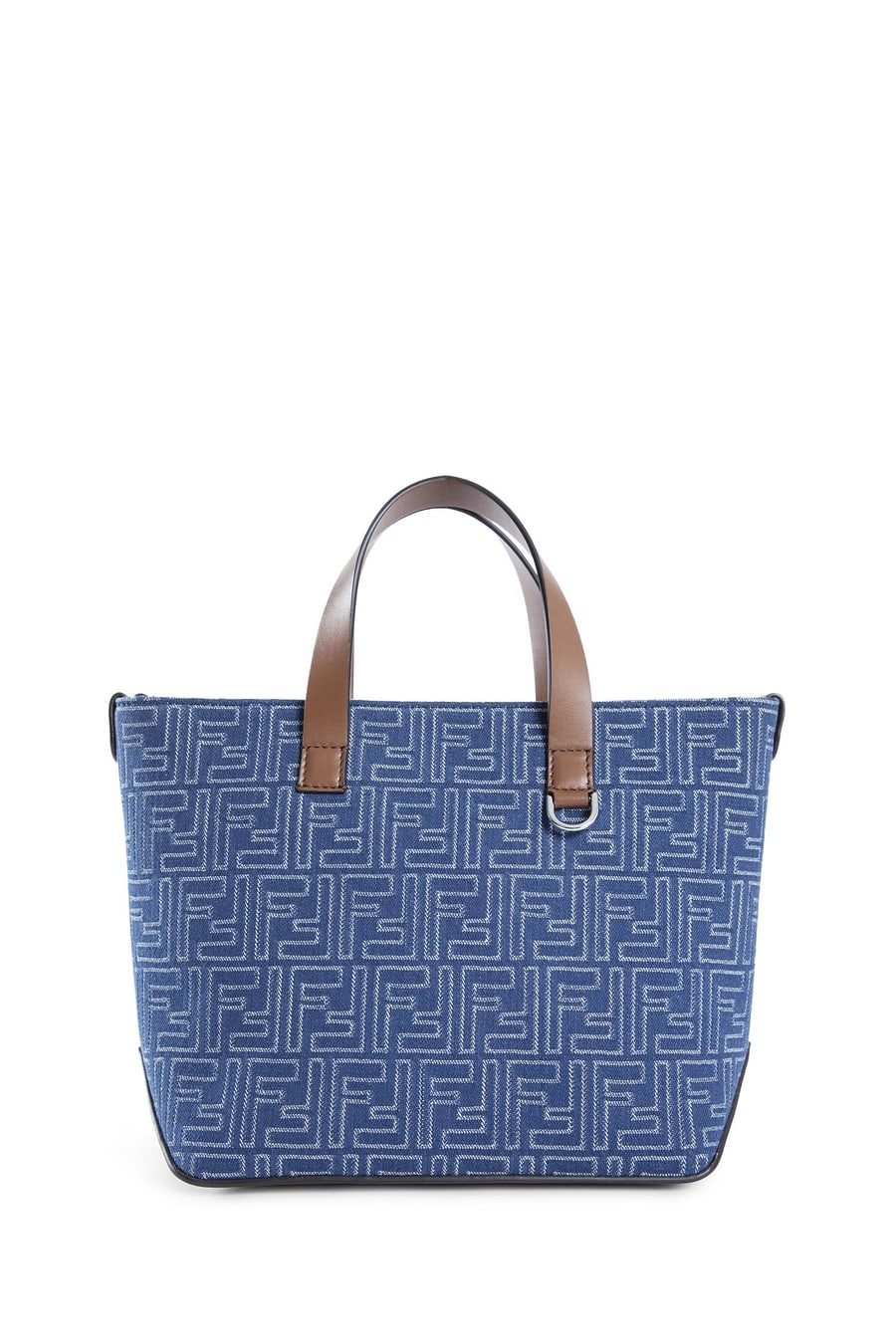 Fendi FF Denim-Effect Shopping Bag Small