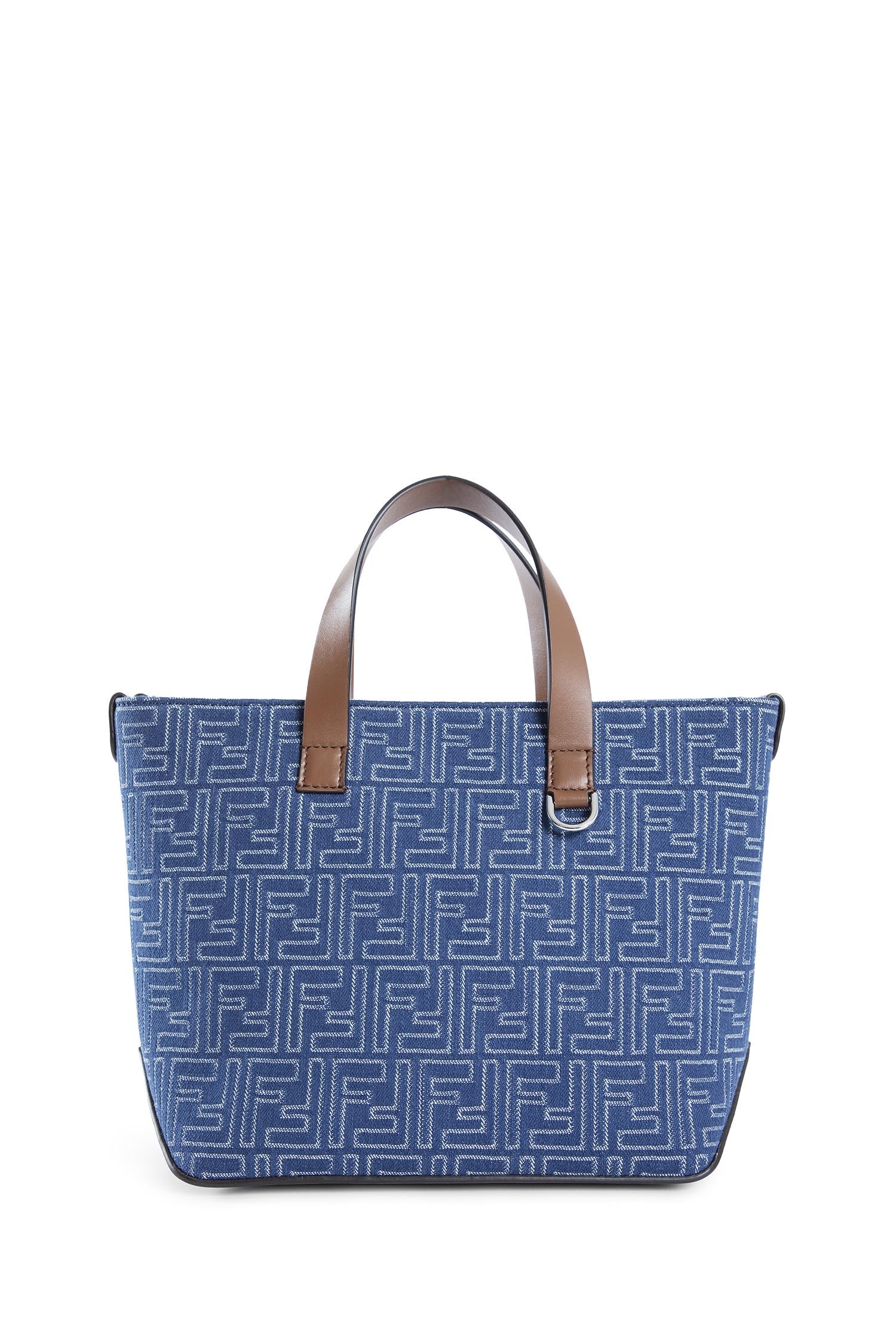 Fendi FF Denim-Effect Shopping Bag Small