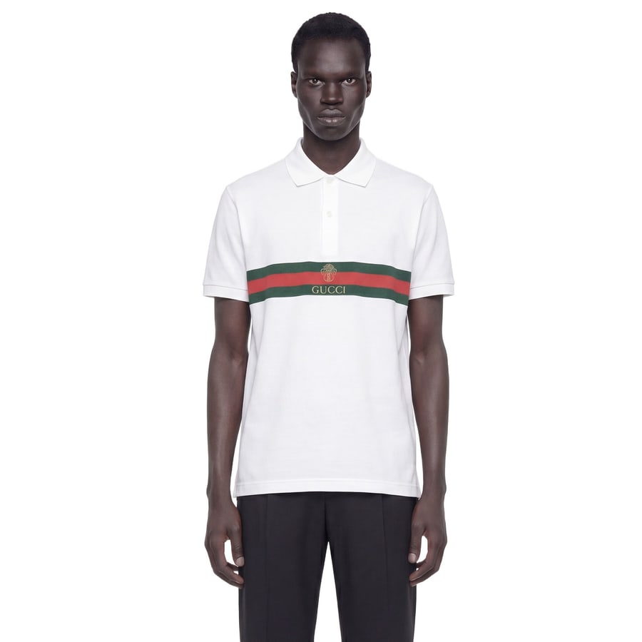 Gucci Cotton Jersey Polo with Web, view 4