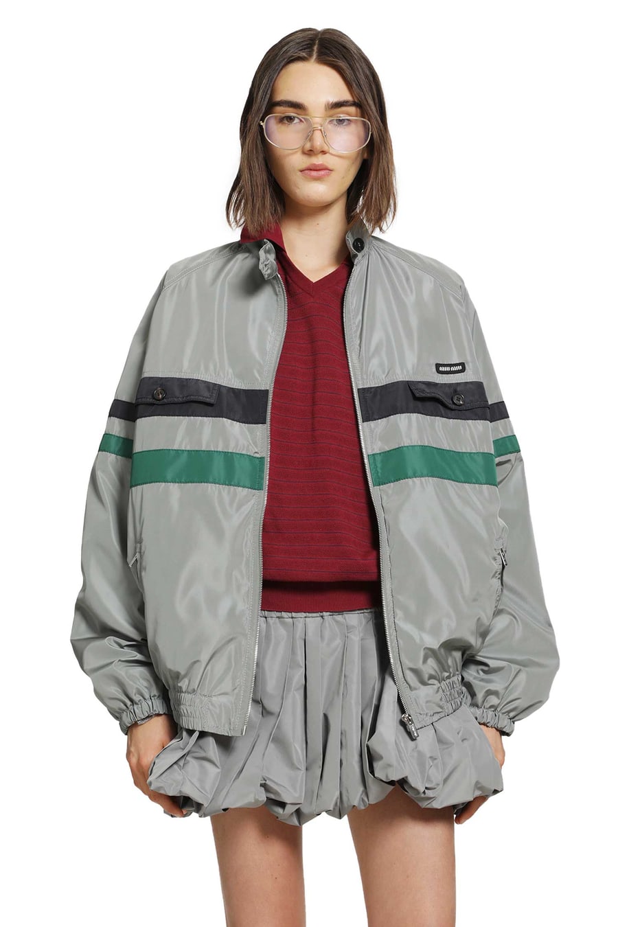 Miu Miu Technical Silk Jacket Track Jacket
