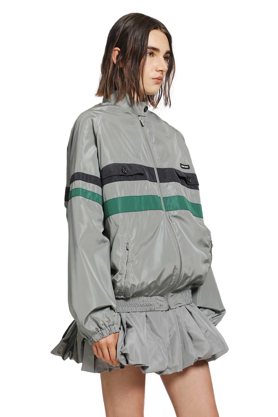 Miu Miu Technical Silk Jacket Track Jacket, view 3