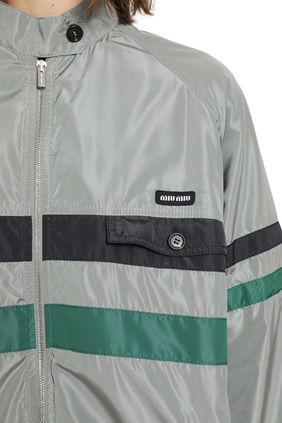 Miu Miu Technical Silk Jacket Track Jacket, view 5