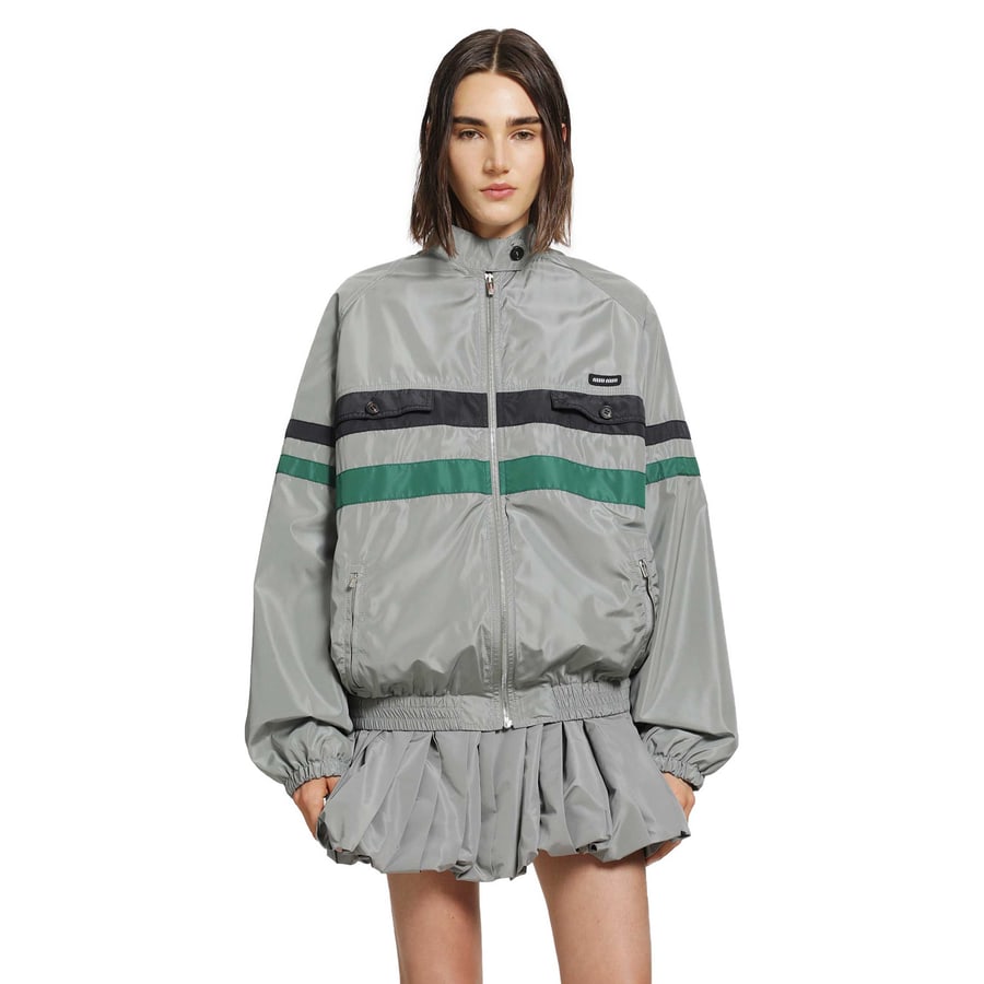 Miu Miu Technical Silk Jacket Track Jacket, view 7