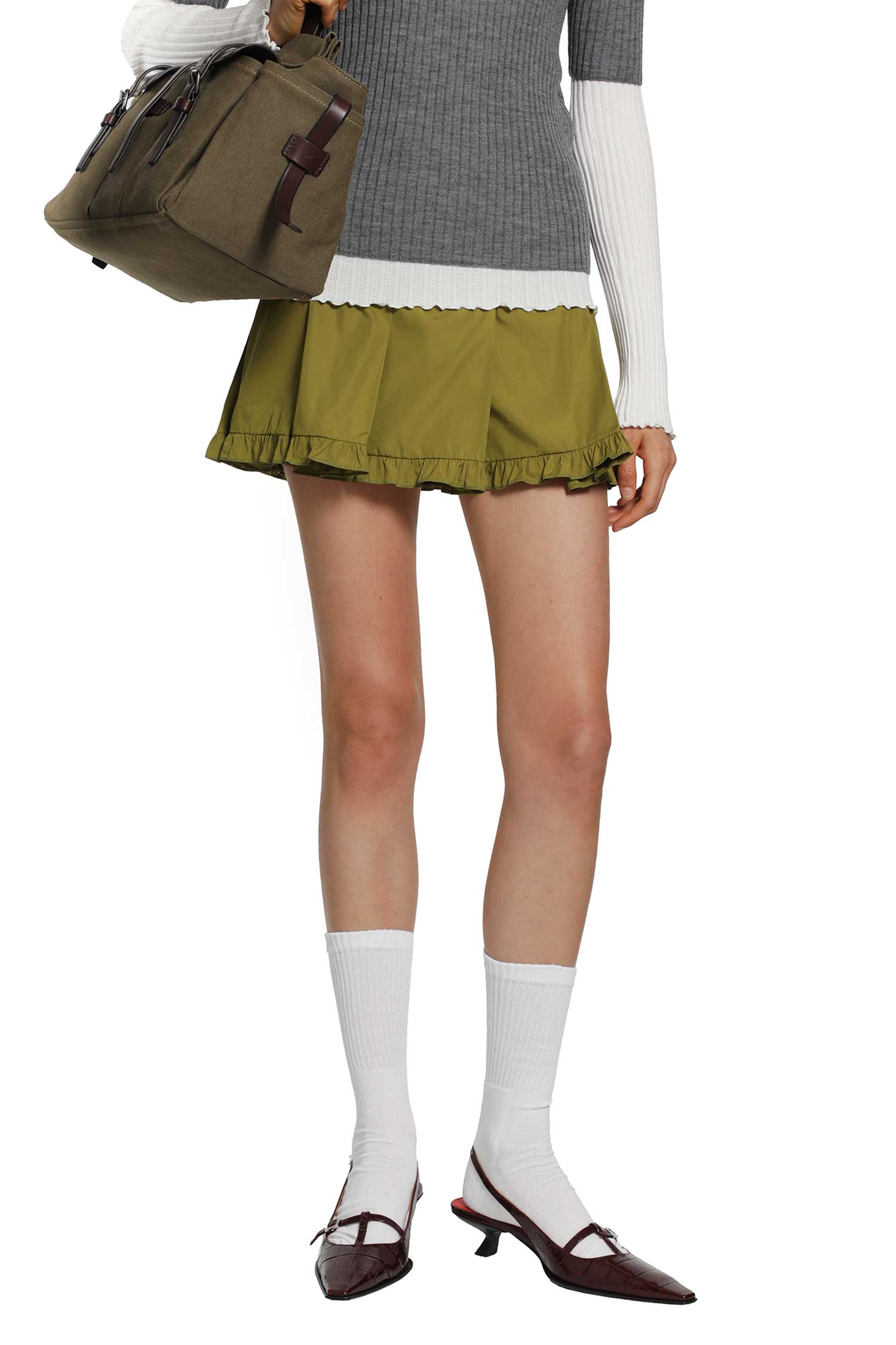 Miu Miu Pleated Poplin Mini Skirt