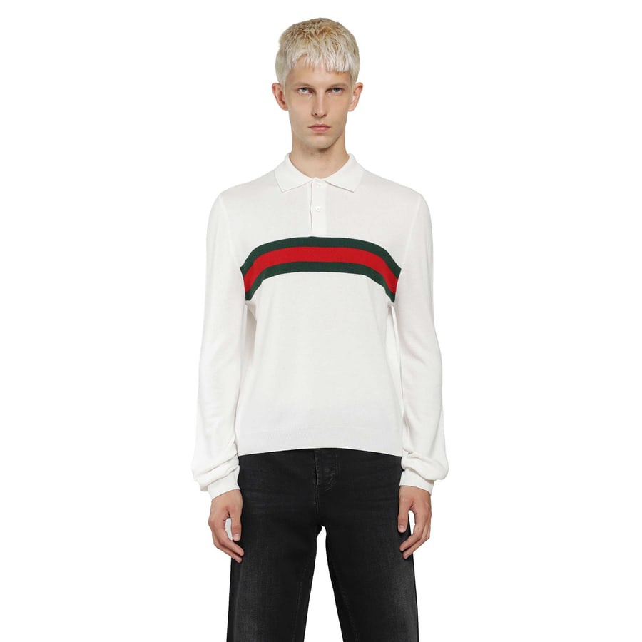Gucci Polo Shirt With Web, view 6