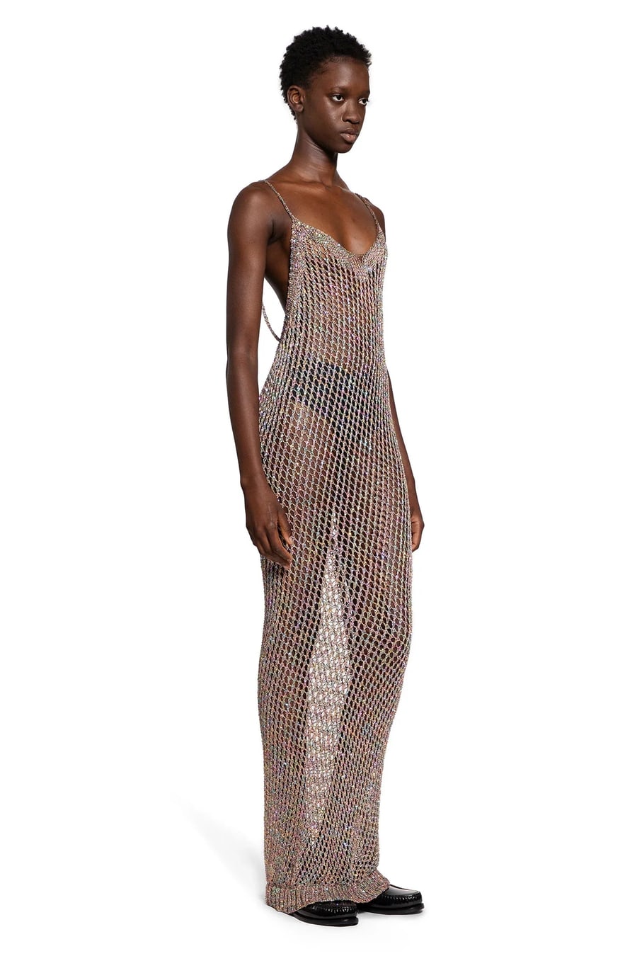 LANEUS Openwork Long Crochet Slip Dress, view 2