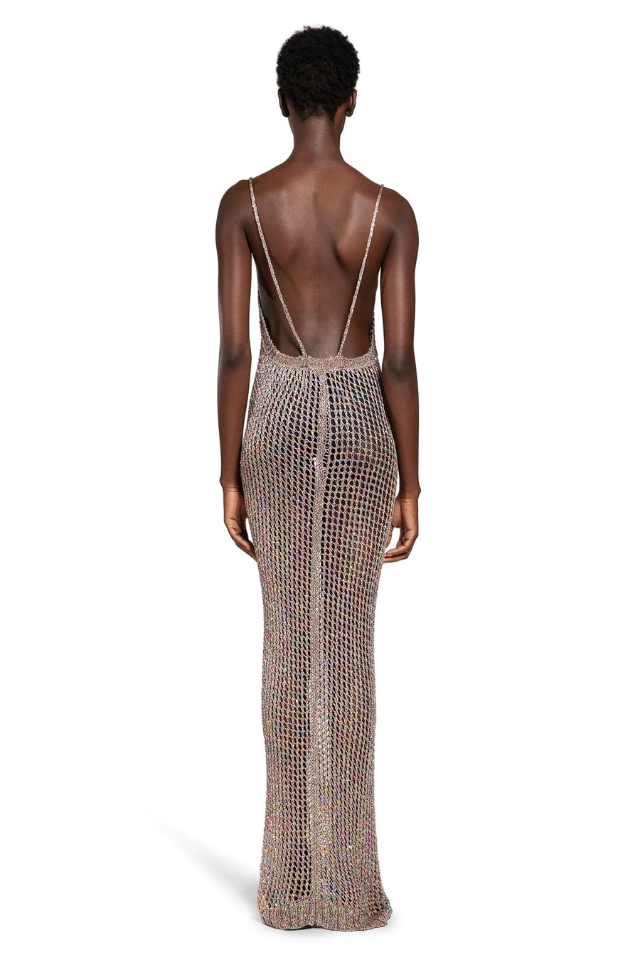 LANEUS Openwork Long Crochet Slip Dress, view 3