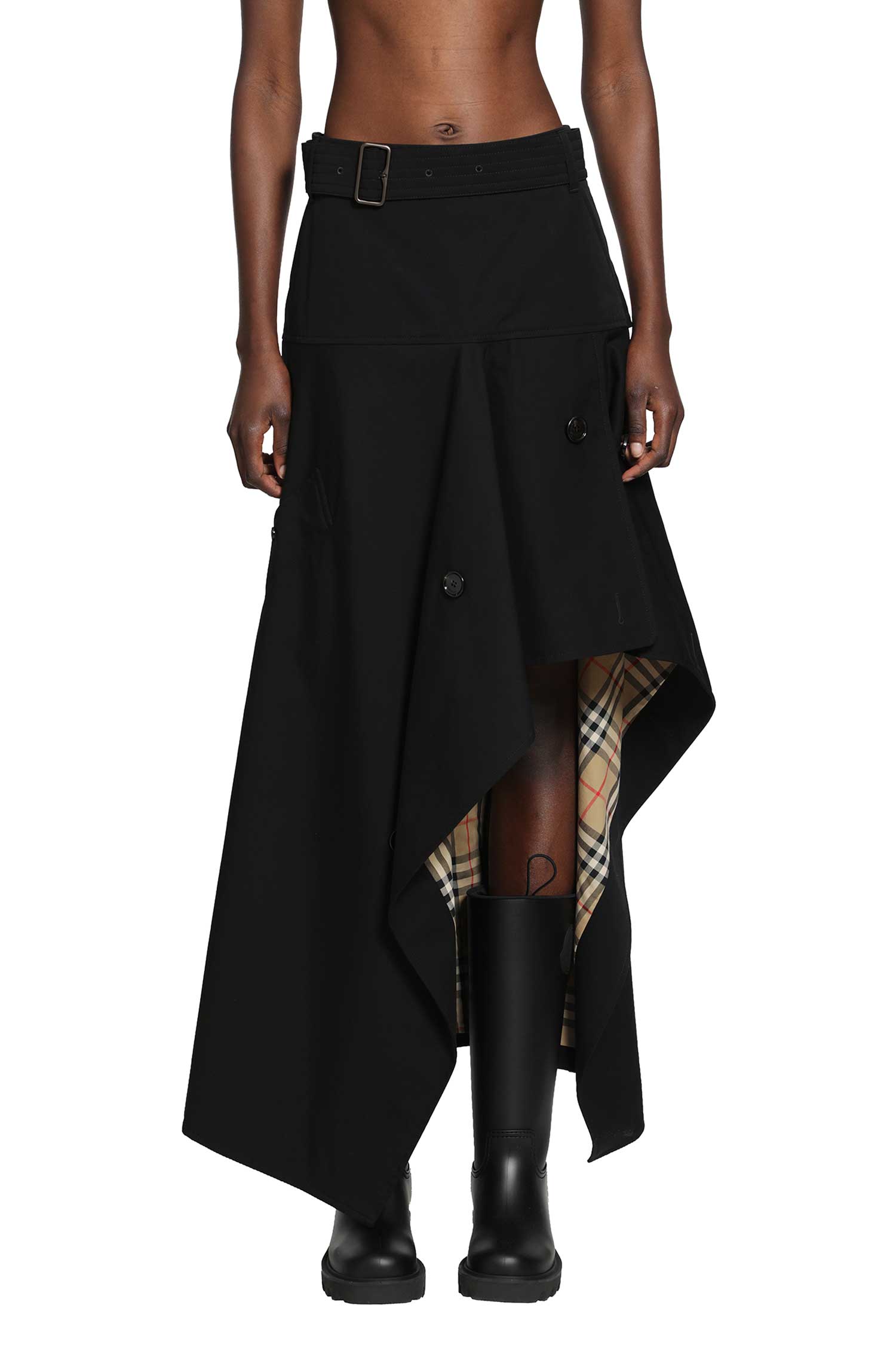 Burberry Gabardine Asymmetric Trench Skirt, view 2