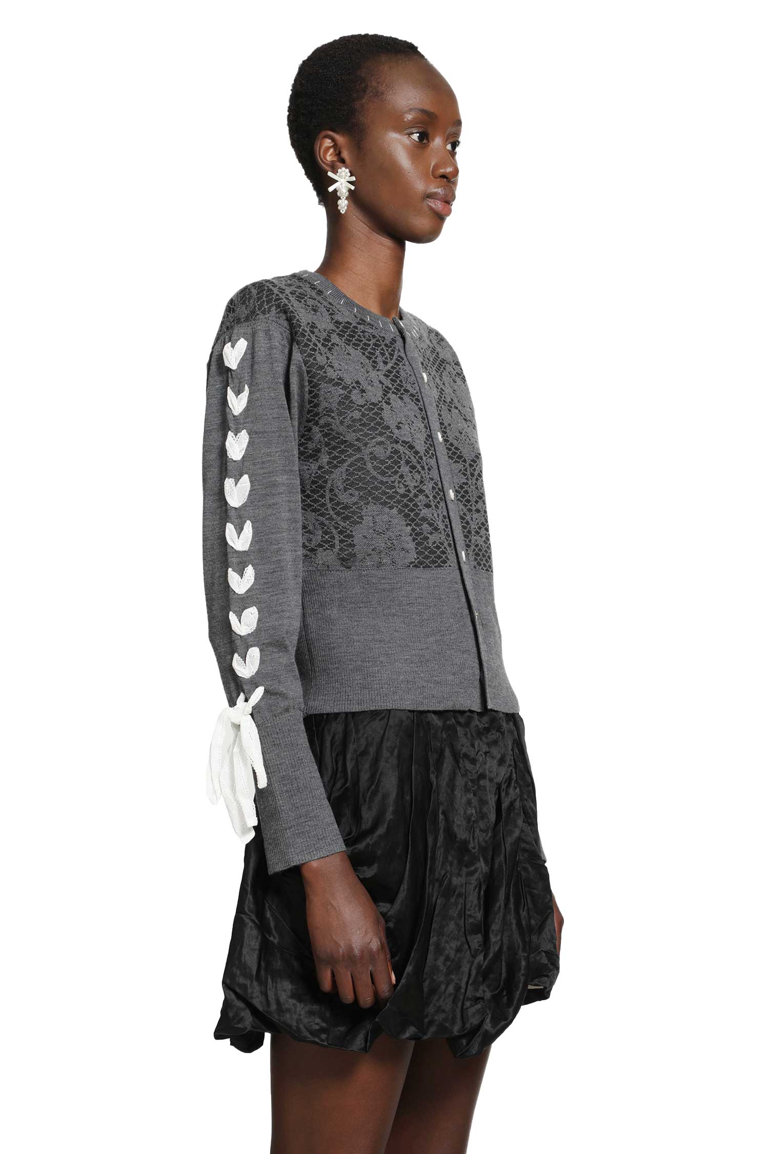 RENLI SU Floral Lace Wool Cardigan