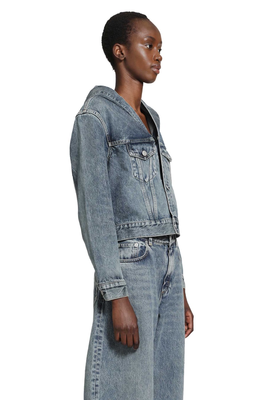 Alaïa Hooded Denim Jacket, view 3