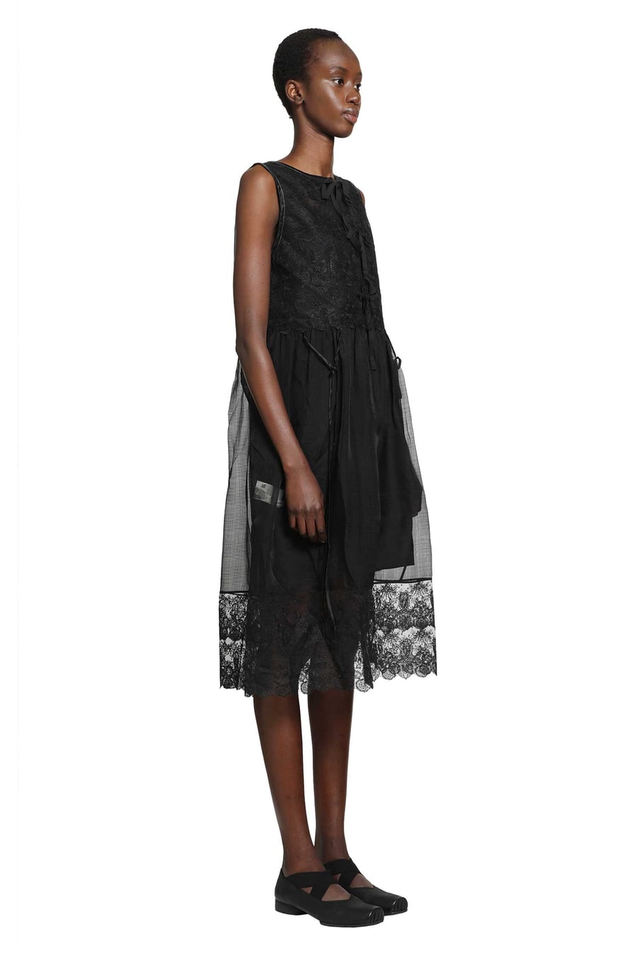 RENLI SU Silk Sheer Lace Mini Dress, view 3