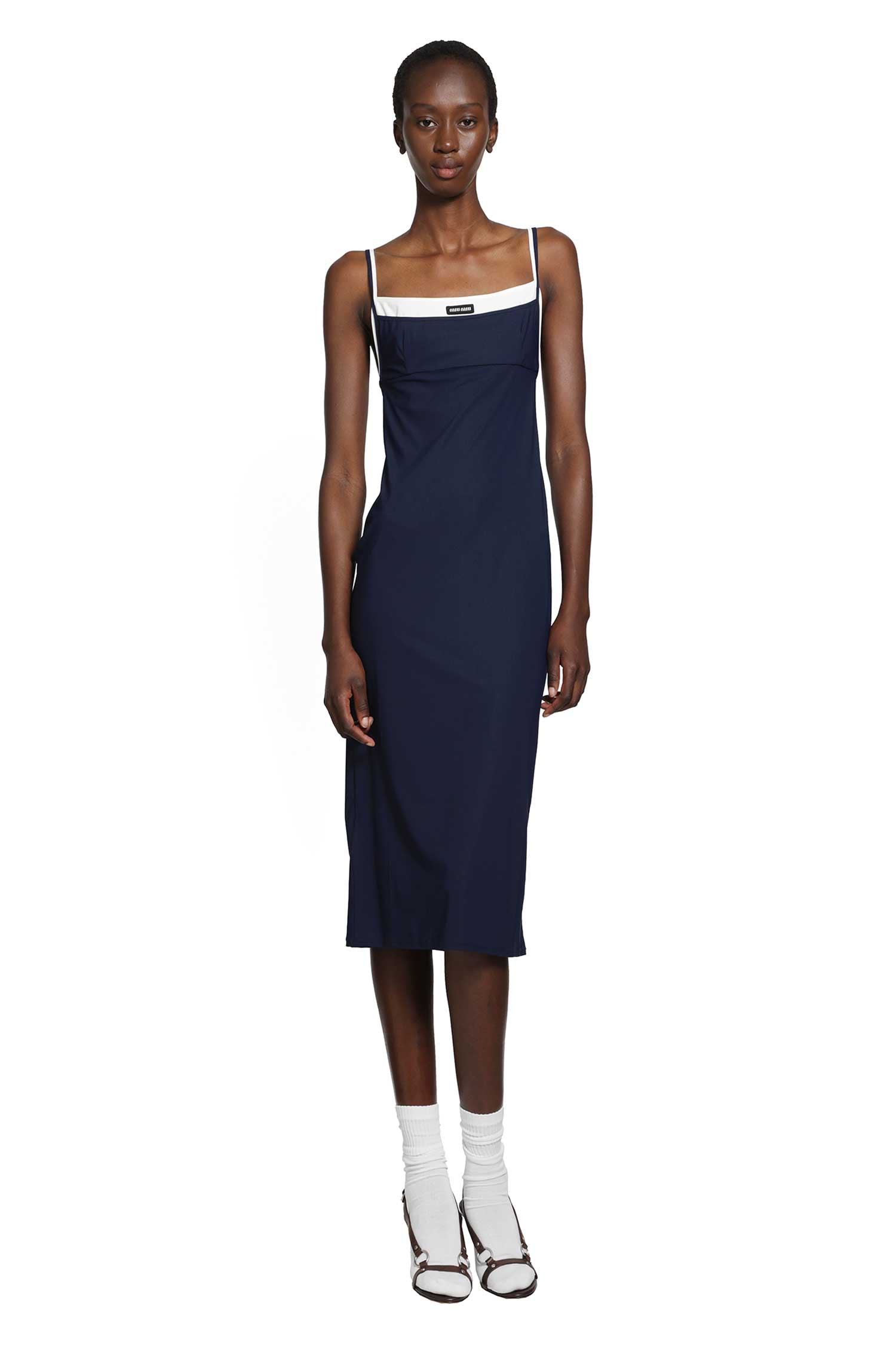 Miu Miu Stretch Jersey Mdi Dress, view 2